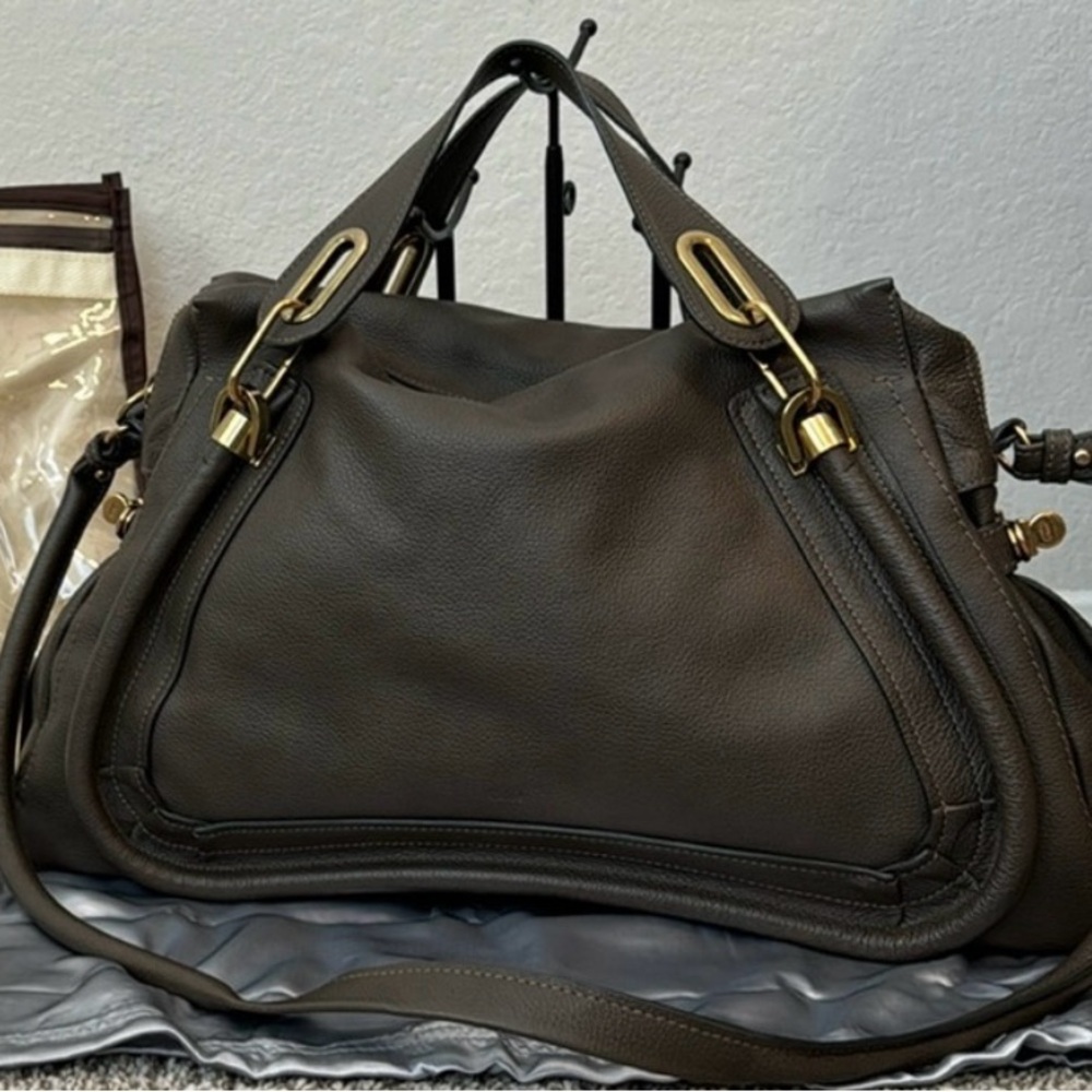 Chloe Dark Brown Leather Shoulder Bag  ( Large  )